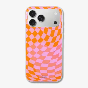 Premium Finish Textured Detail Checkmate Pink/Orange MagSafe? Compatible iPhone Case