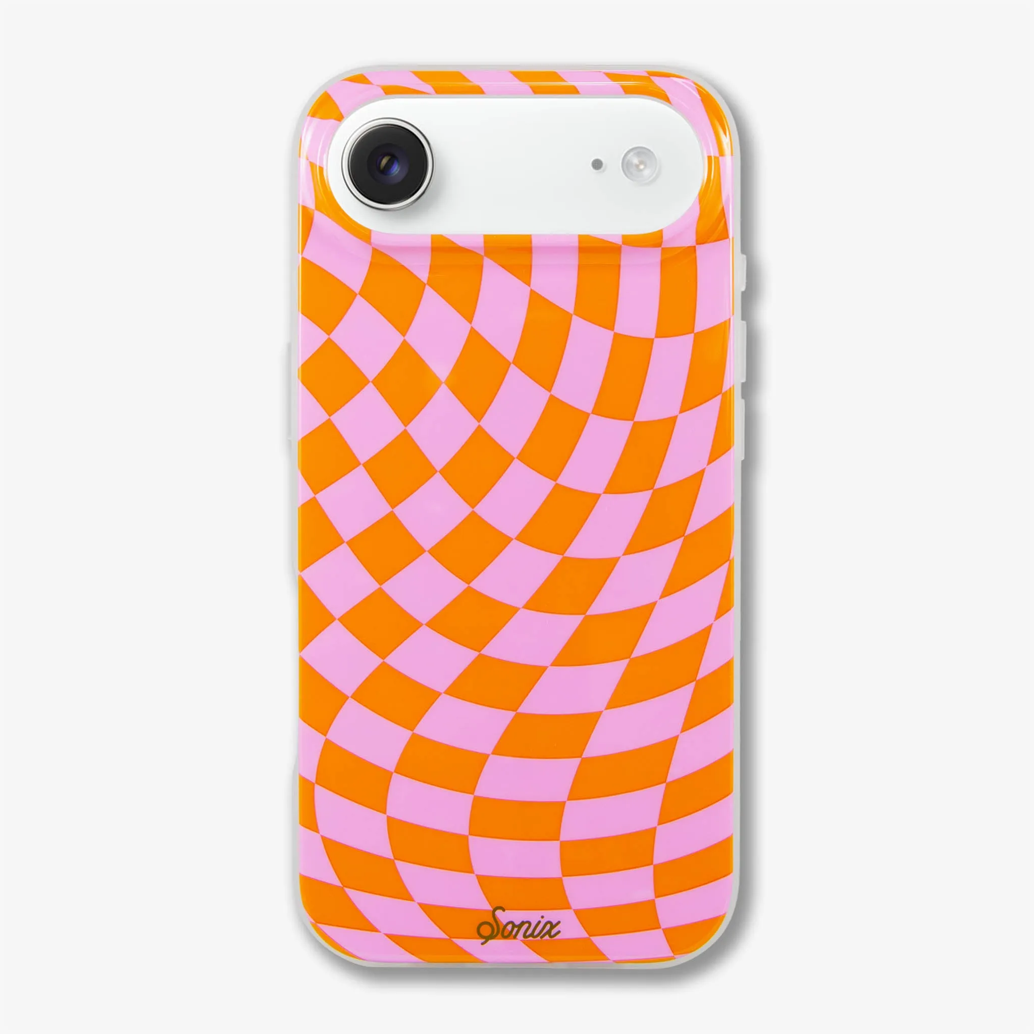 Flexible Layer Design Checkmate Pink/Orange MagSafe? Compatible iPhone Case