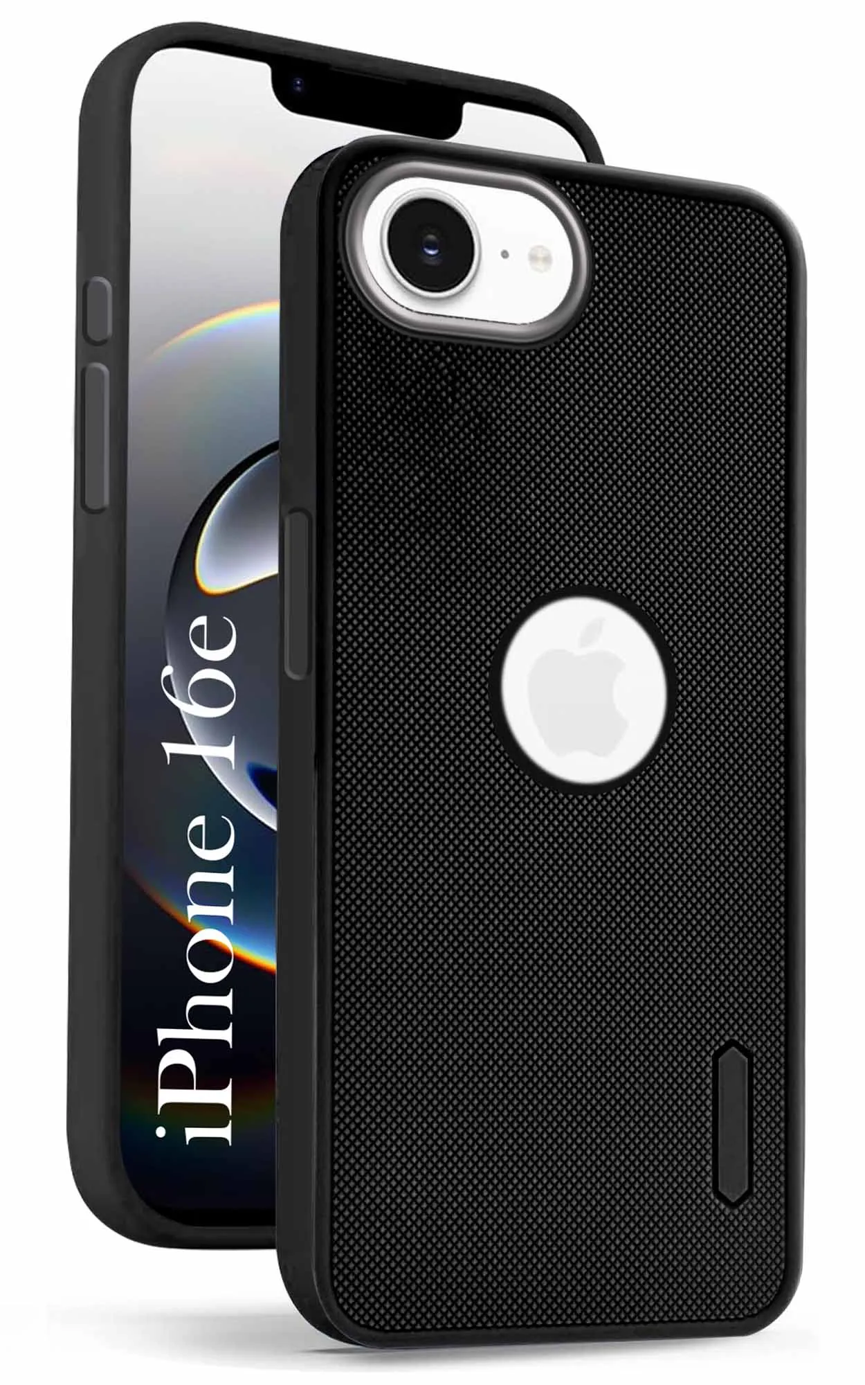 Polished Texture Design For Apple iPhone 16e Back Cover Case (Textured Grip Design | Micro-Fiber Cloth Inside | Slim and Light Weight | Soft Touch and Feel | Black)
