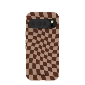Chocolate Brown Cafe Check Google Pixel 10/10 Pro Case Hybrid Detail