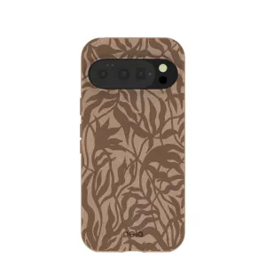 Fashion Forward Elegant Texture Layer Chocolate Brown Rustic Leaves Google Pixel 10/10 Pro Case
