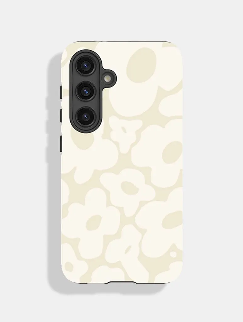 White Warped Flowers Ultra Protective Android Case Smooth Craft