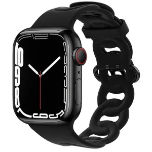 Apple Watch Silicone Chain Strap (Black) Elegant Outdoor Style