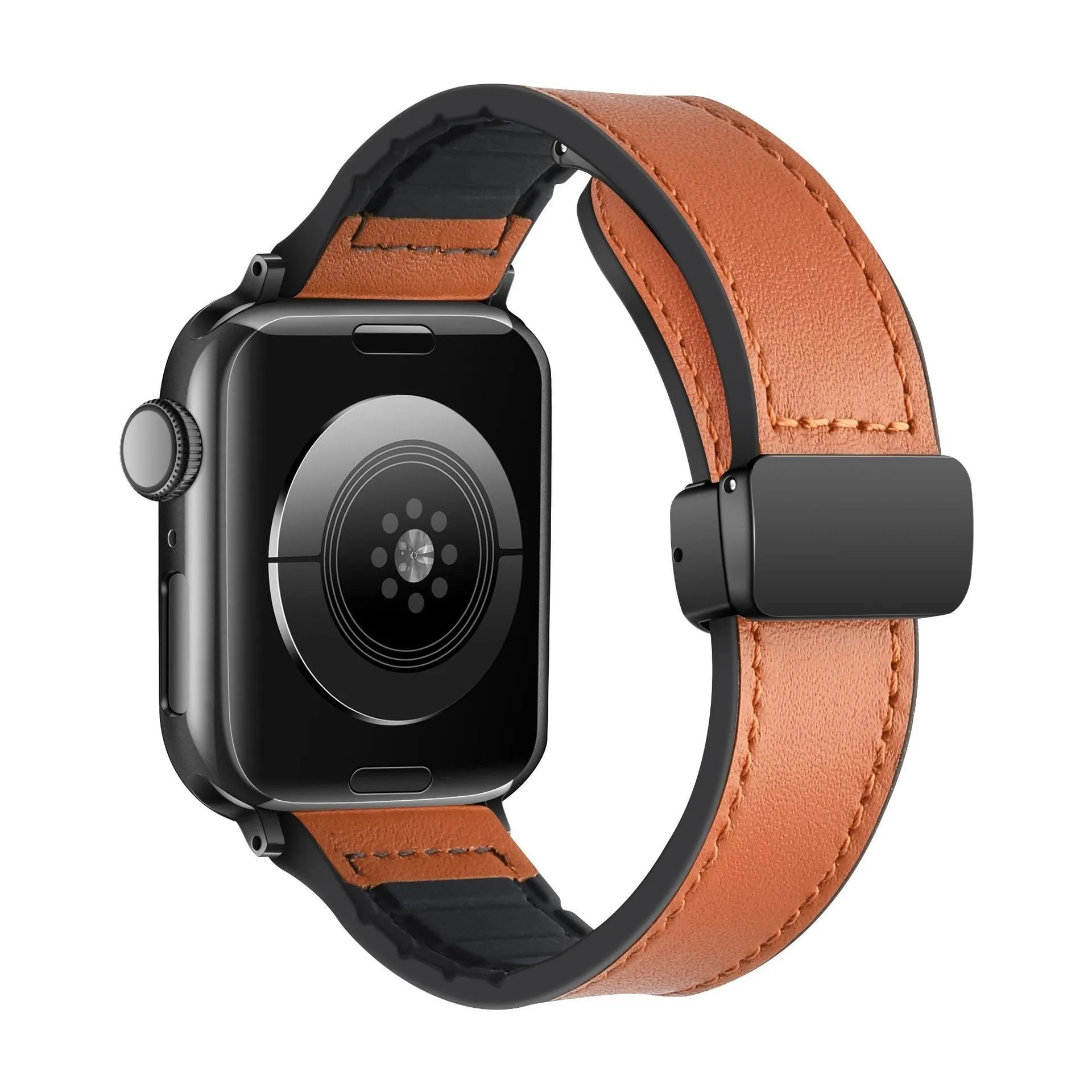 Apple Watch D-Buckle Leather Strap (Brown) Minimal Sporty Look Skin Safe Material