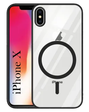For Apple iPhone X Back Cover Case (Black MagSafe Compatible Wireless Charging | Hybrid Camera Bump Protection | Shockproof Polycarbonate Material) Urban Fashion