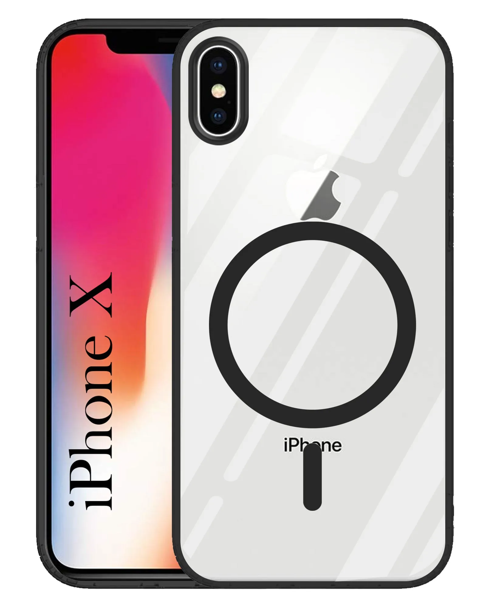 For Apple iPhone X Back Cover Case (Black MagSafe Compatible Wireless Charging | Hybrid Camera Bump Protection | Shockproof Polycarbonate Material) Urban Fashion