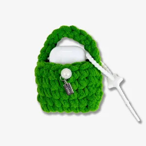 Knit Earbud / AirPods? Pouch - Green airpods case for athletes compact earbuds protector