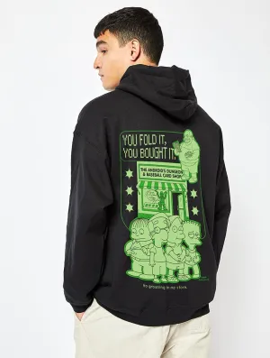 Luxury Texture Durable Finish Layer The Simpsons Android Dungeon Hoodie in Black