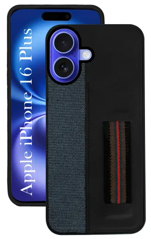 Rugged Edge Texture For Apple iPhone 16 Plus Back Cover Case( Professional PU Leather | Strip Chain Holder Socket)