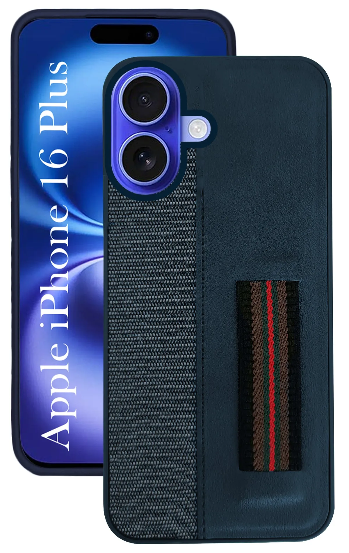 Minimal Detail Texture For Apple iPhone 16 Plus Back Cover Case( Professional PU Leather | Strip Chain Holder Socket)