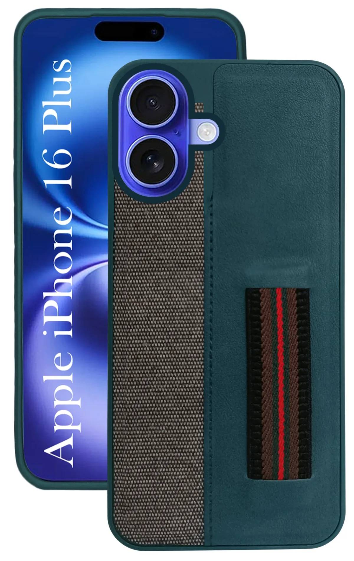 Flexible Detail Design For Apple iPhone 16 Plus Back Cover Case( Professional PU Leather | Strip Chain Holder Socket)