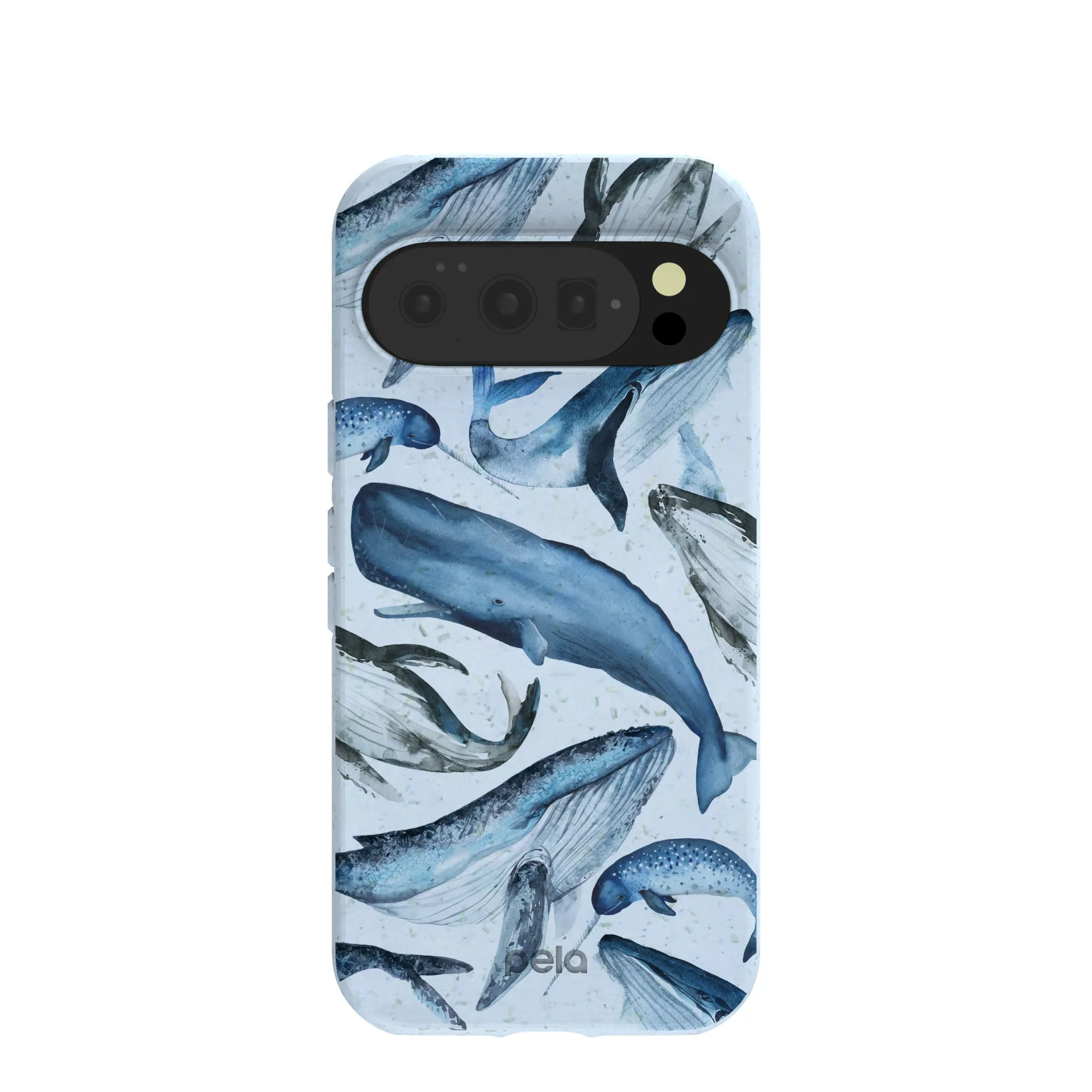 Powder Blue Whales Google Pixel 10/10 Pro Case Soft edges