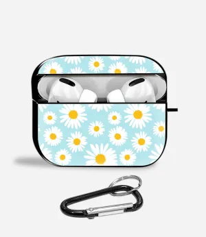 Retro Daisy Floral Airpods Glass Case durable portable silicone case
