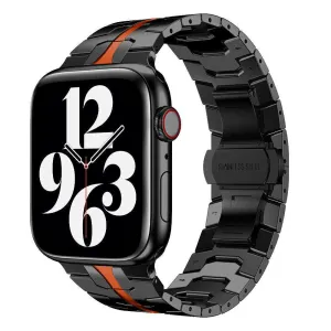Light Design Feel Apple Watch Steel Iron Strap (Black/Red)