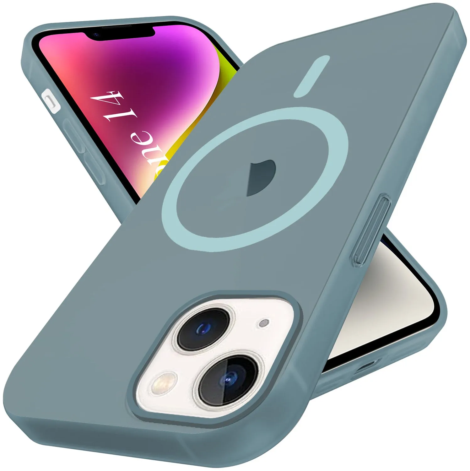 For Apple iPhone 14 Back Cover Case (Frosted Matte Feel | MagSafe Compatible Wireless Charging | Polycarbonate Material) Grip Layer Textured Finish