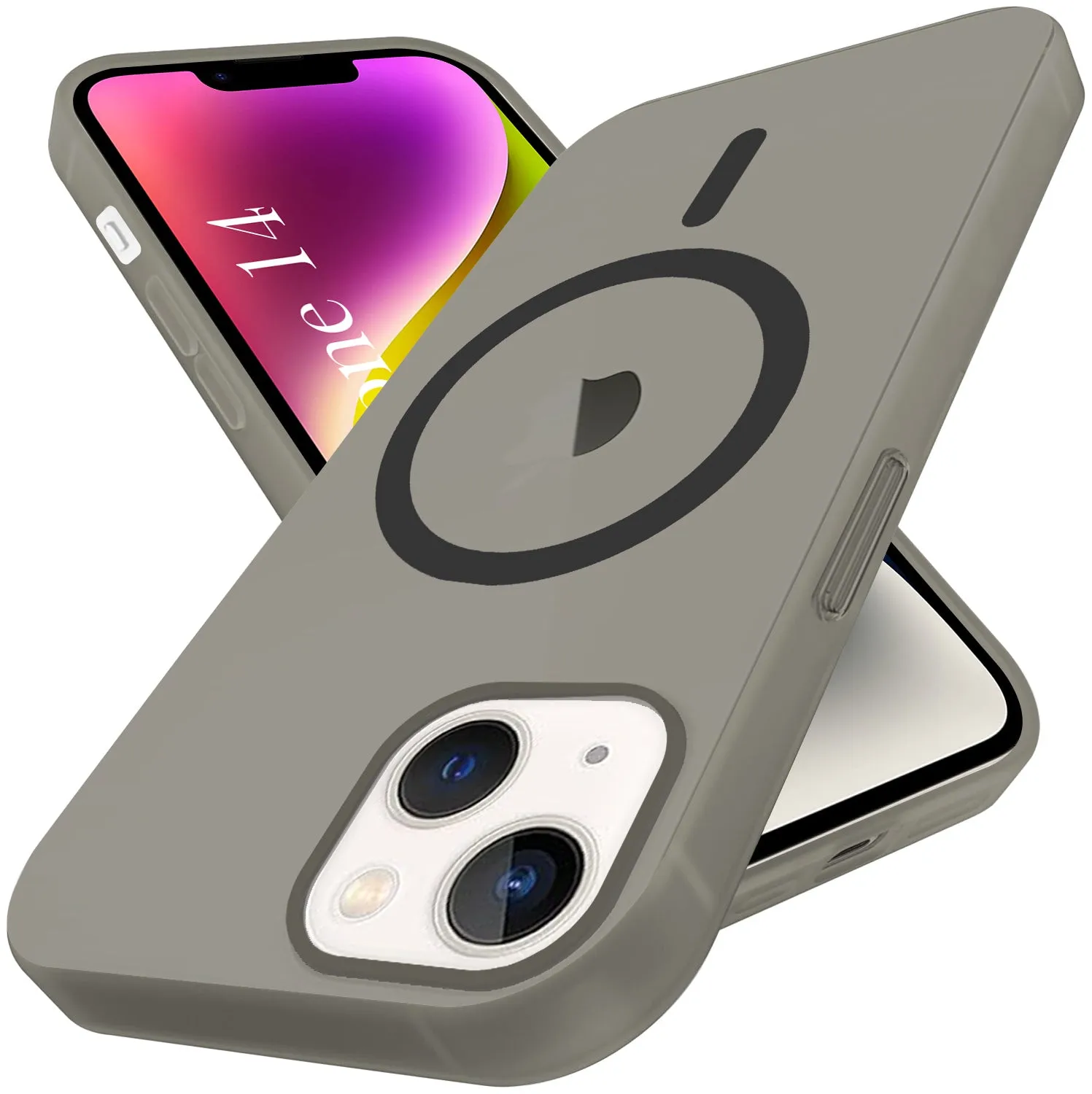 Stylish Grip Texture Stylish Detail For Apple iPhone 14 Back Cover Case (Frosted Matte Feel | MagSafe Compatible Wireless Charging | Polycarbonate Material)