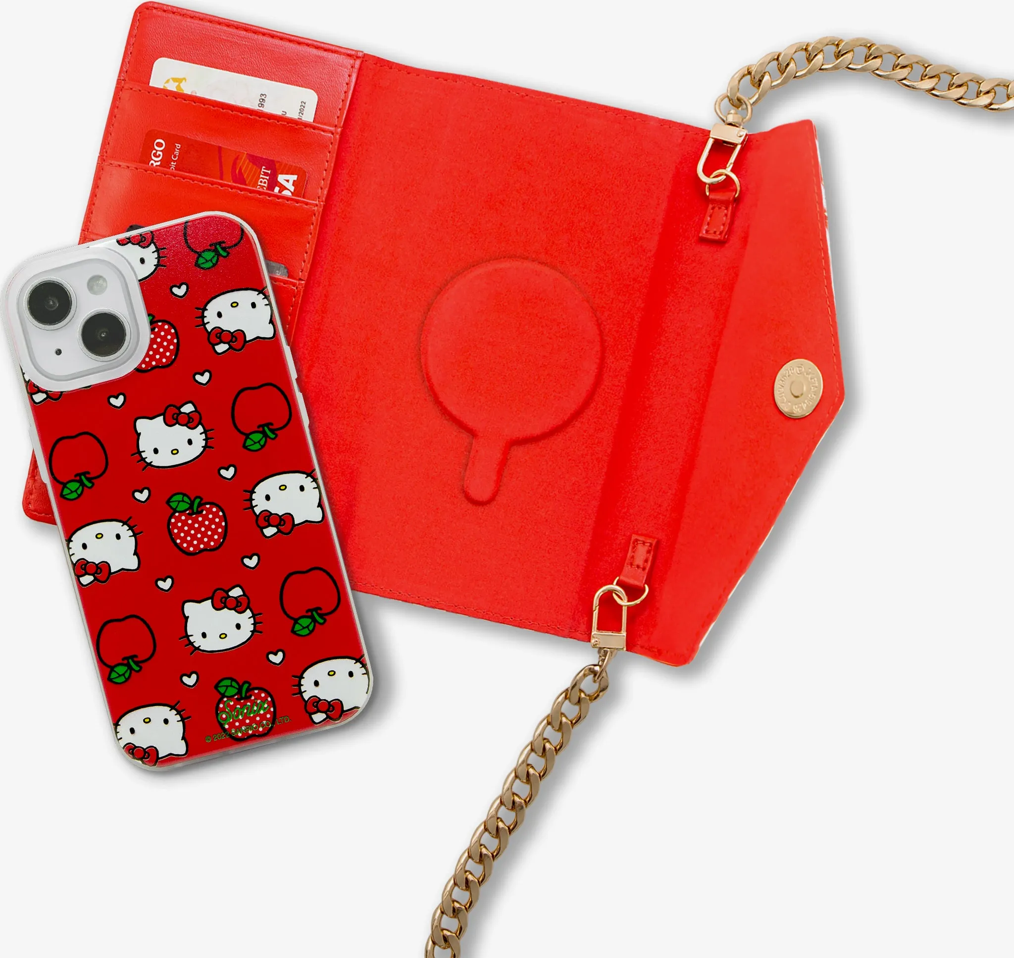 Hello Kitty Apples MagSafe? Compatible Detachable Wallet Minimal Texture Layer