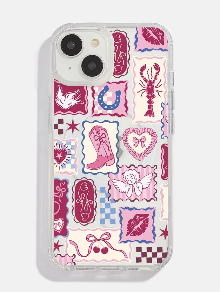 Travel Accessory Burgundy Patchwork MagSafe iPhone Case