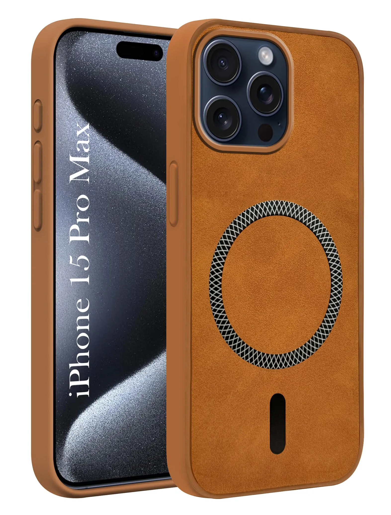 For Apple iPhone 15 Pro Max Back Cover Case (Sleek Leather Finish | MagSafe Compatible Wireless Charging | Camera Bump Protection) Comfort touch Refined Protection