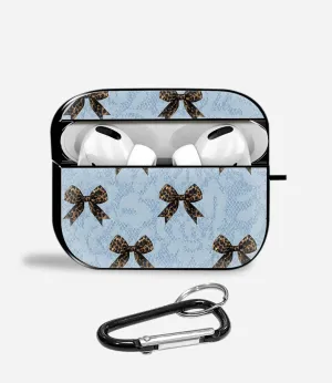 vivid pattern airpods protector lightweight commuter silicone airpods shell Leopard Bow Charm Aipods Glass Case