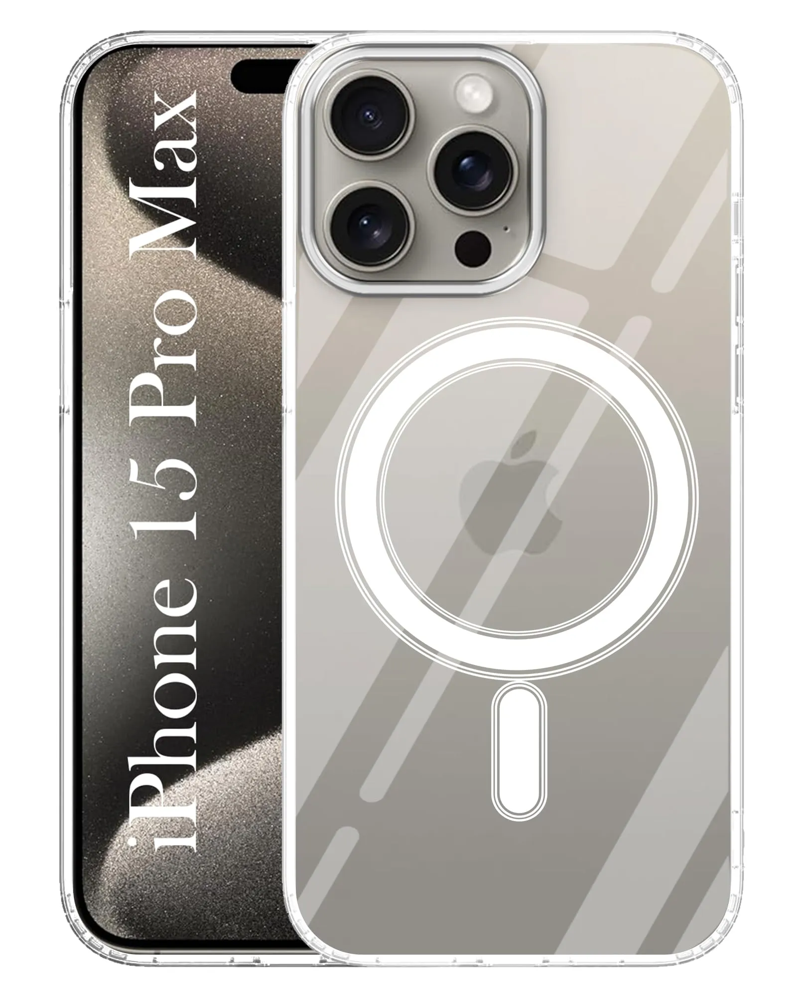 For Apple iPhone 15 Pro Max Back Cover Case ( MagSafe Compatible Wireless Charging | Hybrid Camera Bump Protection | Shockproof Polycarbonate Material) Smooth Look Texture