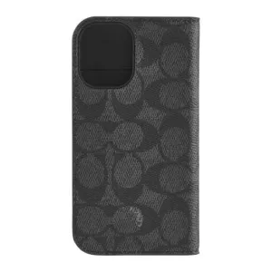 iPhone 16 Coach Folio Signature C Case - Charcoal Protective Layering