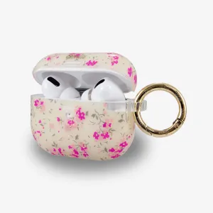 compact pocket silicone shell fashion ergonomic travel airpods case Cottage Floral Pink AirPods Case