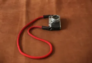 Crimson Trail Camera Strap ?C Handmade Red Climbing Rope with Black Leather Mobile Safety Fashionable Strap