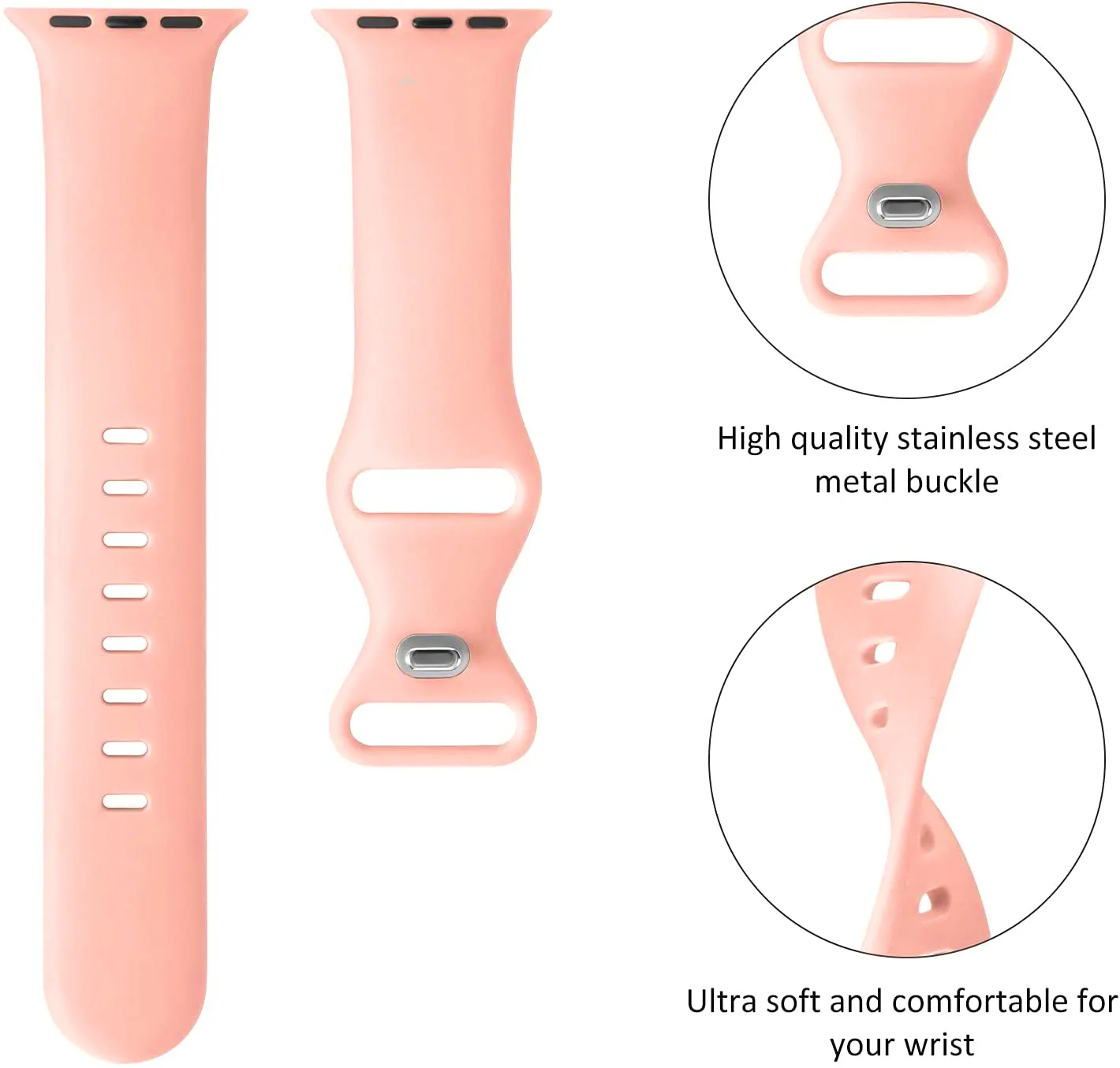 Apple Watch Silicone Strap Classic (Light Pink) Modern Design Rugged Build Design