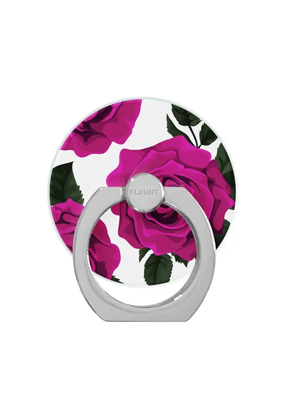 Fuchsia Rose Print Adhesive Phone Ring Stand Durable Rotation Durable Material