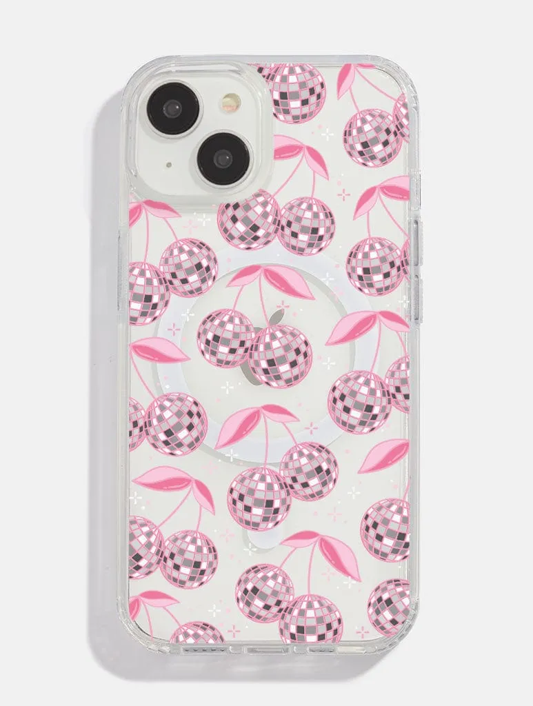 Compact Structure Trendy Texture Finish Disco Cherries Pink MagSafe iPhone Case