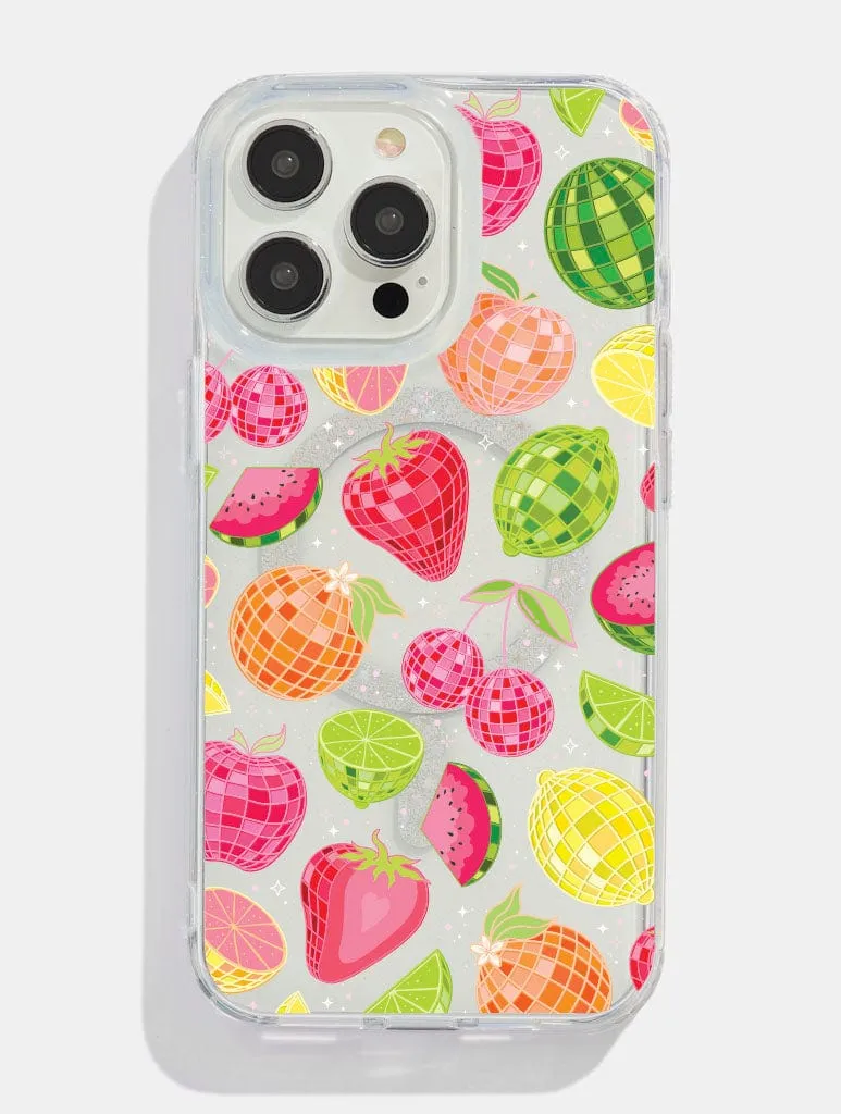 Disco Fruit Salad Glitter MagSafe iPhone Case Clear Finish Scratch Resistant