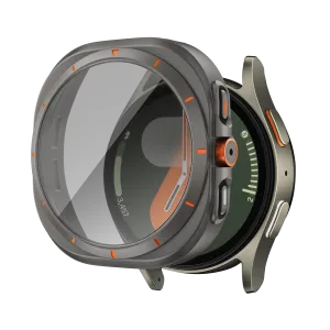 Luxury Design Cover Luxury Frame Bandz Samsung Galaxy Watch 7 - 44mm Square PC Case with Glass (Titanium Grey)