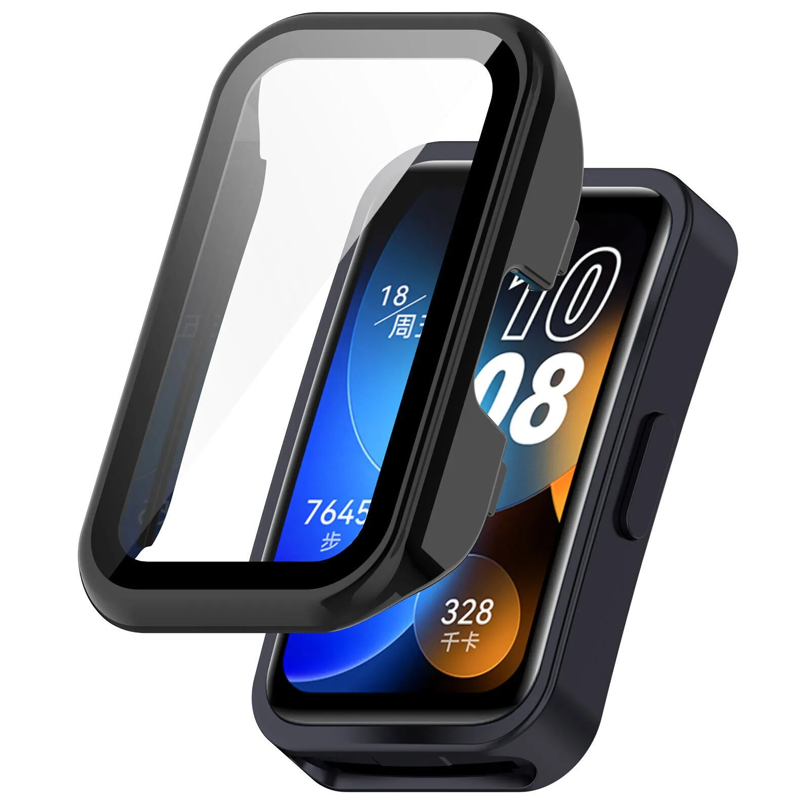 Huawei Band 8 Protective cover with Glass (Black) Full Coverage Armor Ultra Armor Shell