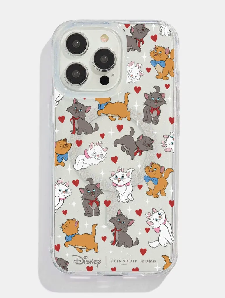 Premium Look Smooth Craft Disney Aristocats Ditsy Heart Glitter MagSafe iPhone Case