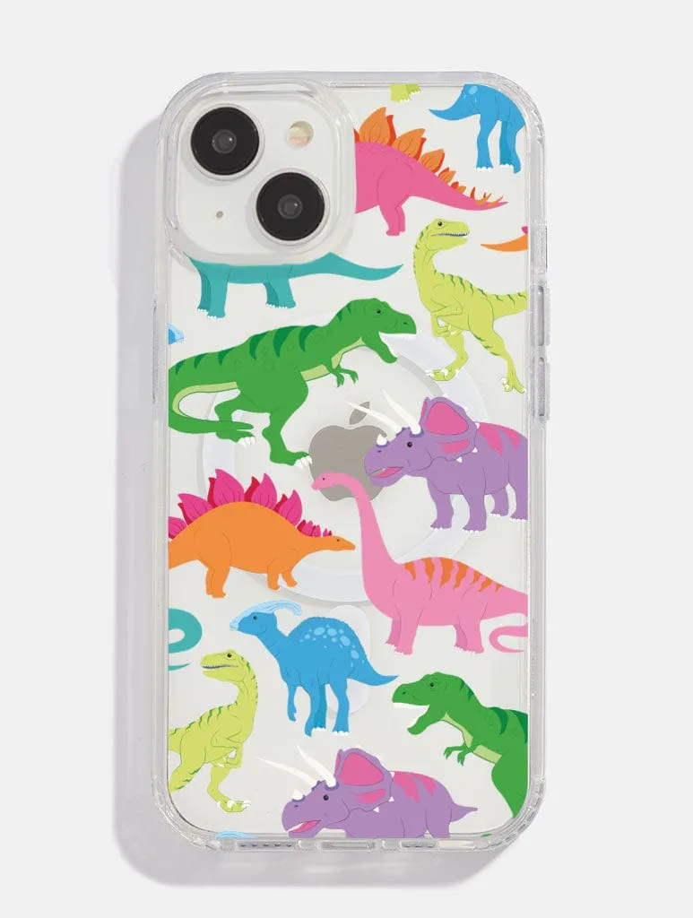 Clear Back Lightweight Frame Colourful Dino MagSafe iPhone Case