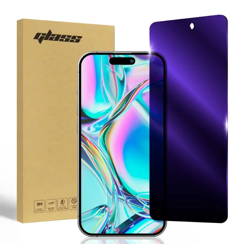 Stylish Color Apple iPhone 15 Pro Tempered Glass Anti Blue Privacy 3 Per Pack