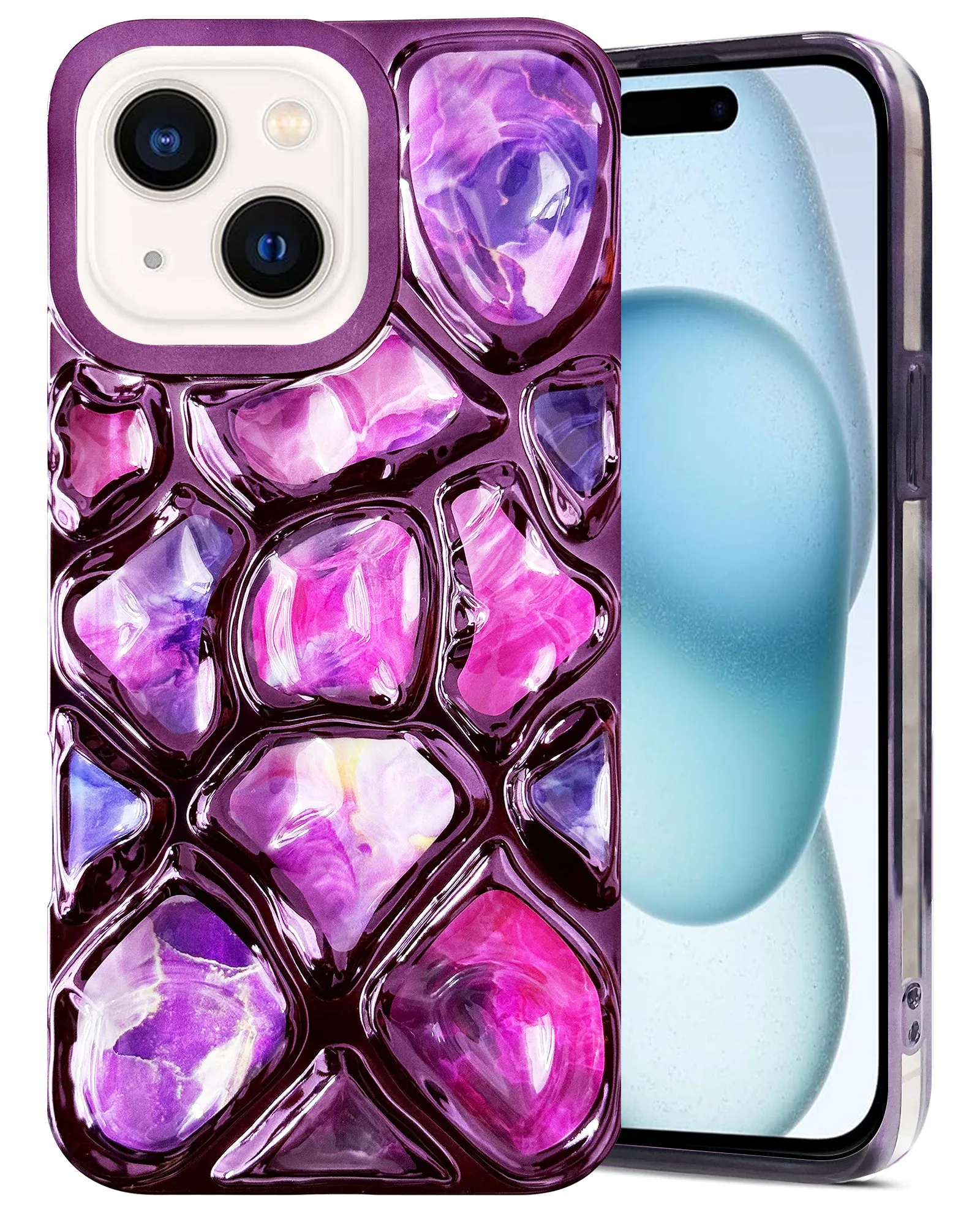 Simple Style For Apple iPhone 15 Plus Back Cover Case ( Dual Design Glitter Sparkle and Detachable Diamond Print Case | Soft and Flexible)