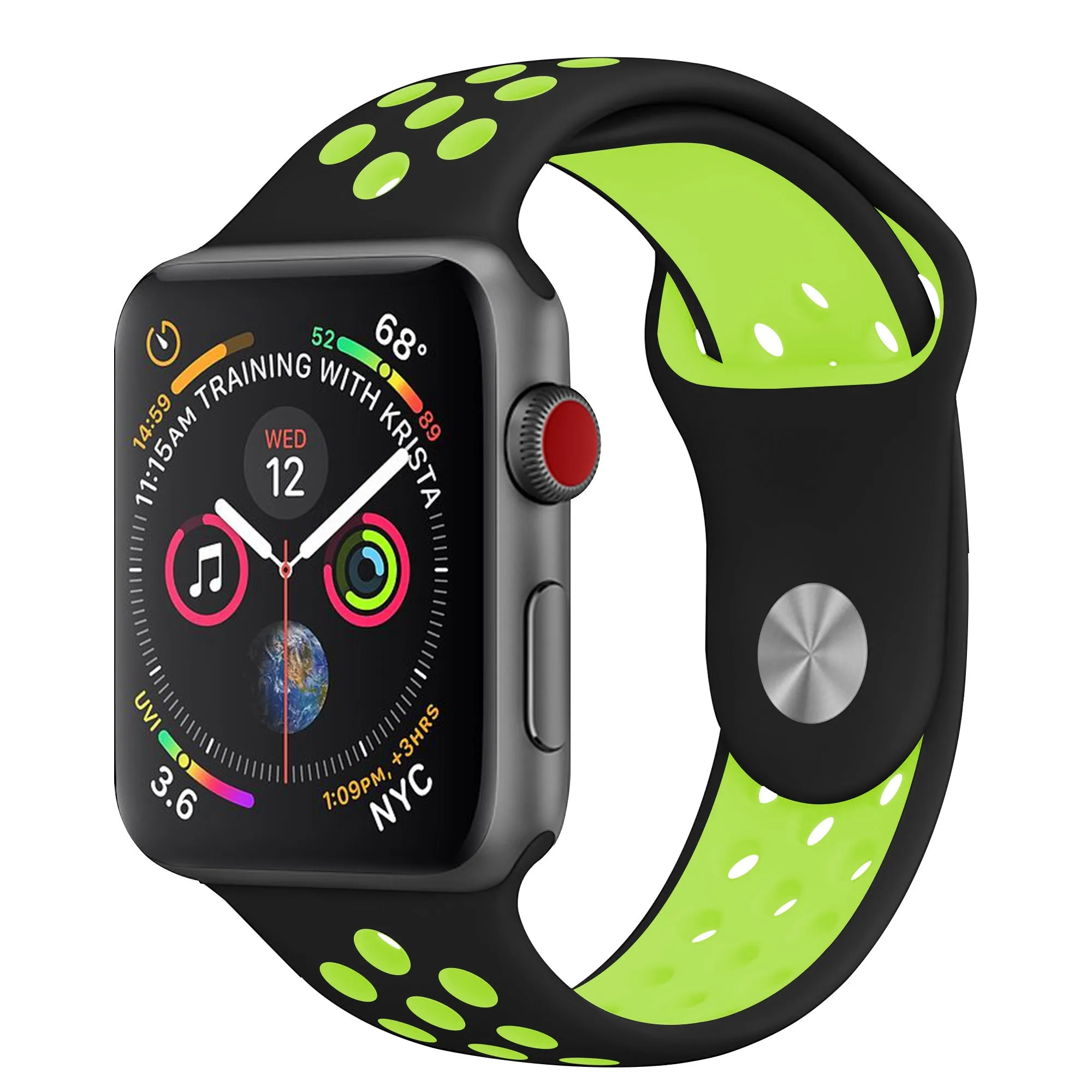 Stylish Rugged Fit Apple Watch Sport Strap   TPU Case (Black/Yellow)