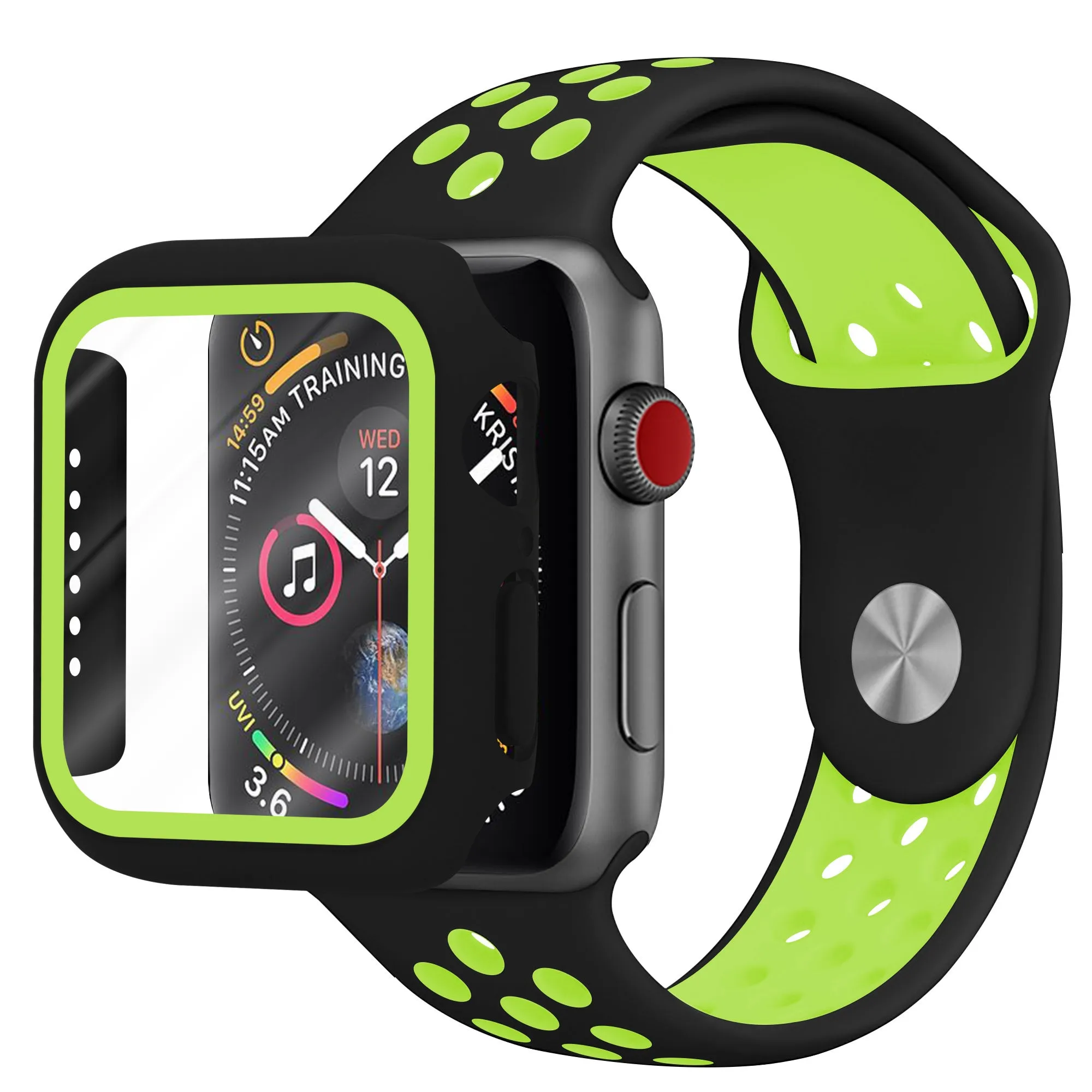 Durable flexibility Comfortable Fit Apple Watch Sport Strap   TPU Case (Black/Yellow)