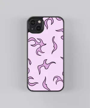 Protective Shell Design Pink Flames Pattern Glass Phone Case Cover