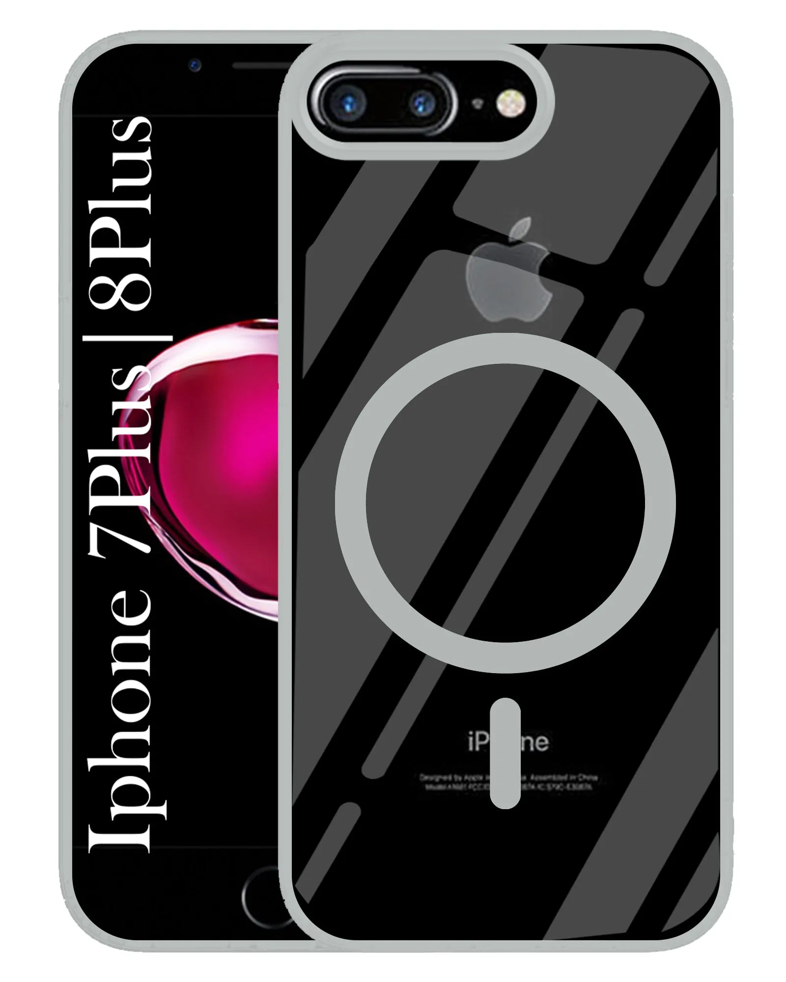 For Apple iPhone 7 Plus | iPhone 8 Plus Back Cover Case (MagSafe Compatible Wireless Charging | Hybrid Camera Bump Protection | Shockproof Polycarbonate Material) Modern Pattern Layer Rugged Design