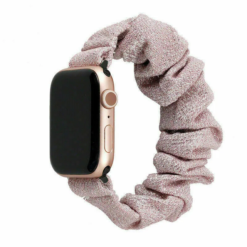 Elegant Comfort Design Elegant Finish Apple Watch Scrunchie Strap (Shiny Pink)