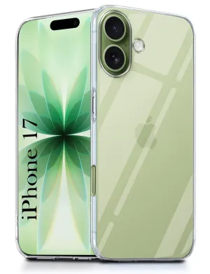 For Apple iPhone 17 Silicone Back Cover Case (Clear Shockproof Case with Camera Protection | Soft and Flexible | Transparent) metal frame