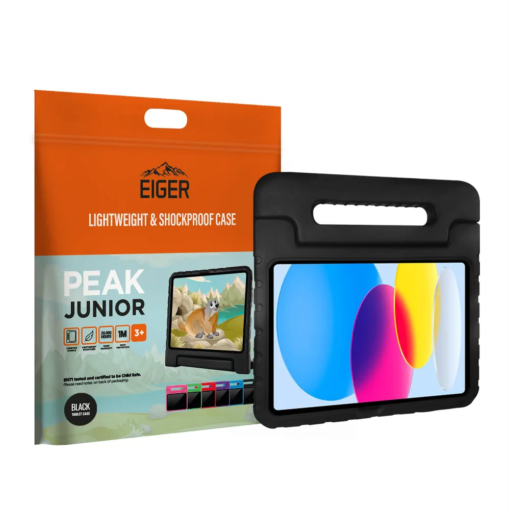 Eiger Peak Junior Case for Apple iPad 10.9 (10th Gen) in Black Compact Gear smart close protector