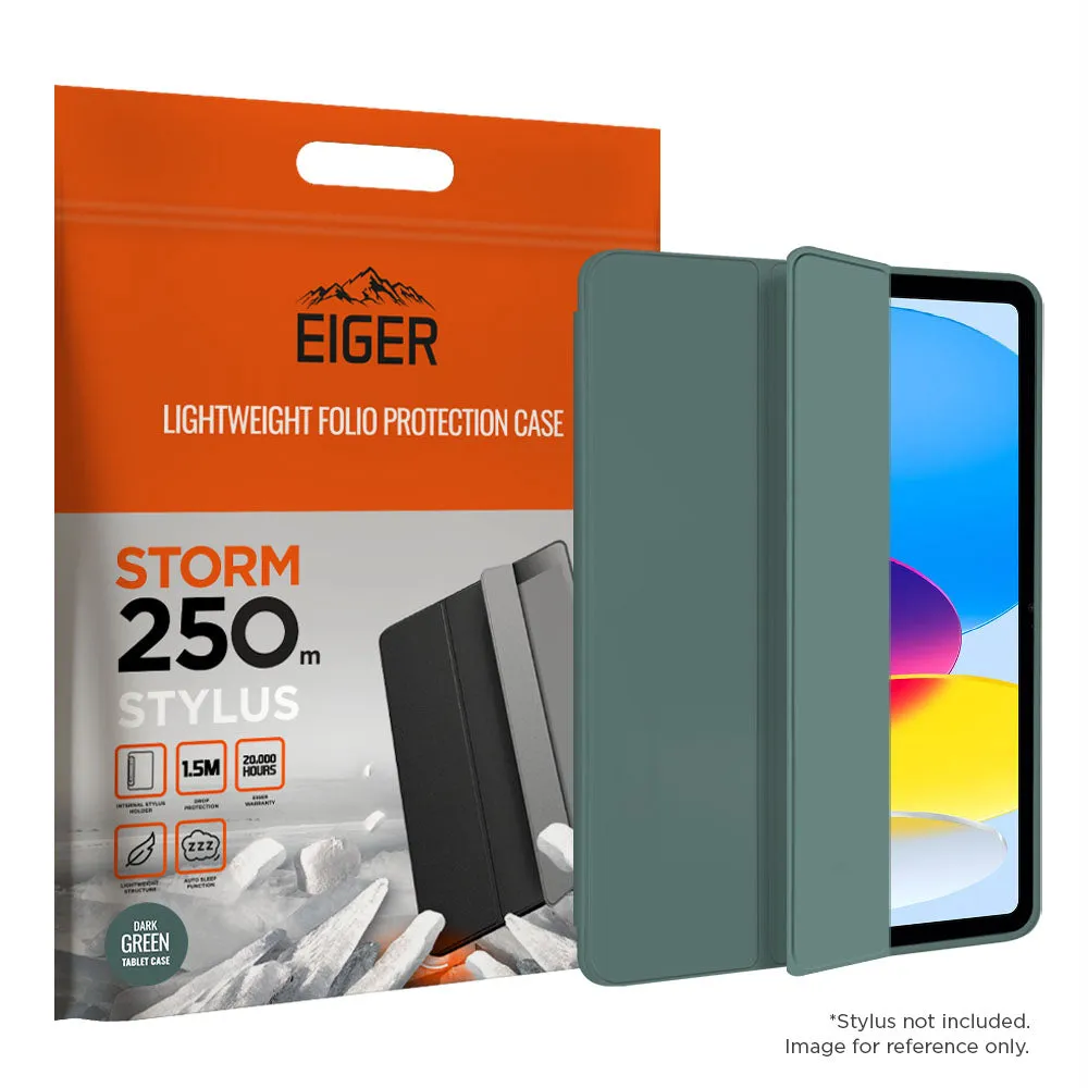 Eiger Storm 250m Stylus Case for Apple iPad 10.9 (10th Gen) Dark Green shockproof protective folio