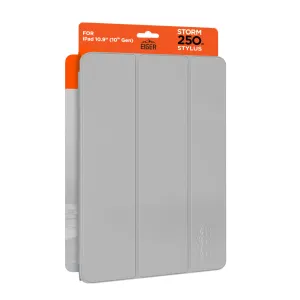 Eiger Storm 250m Stylus Case for Apple iPad 10.9 (10th Gen) in Light Grey in Retail Sleeve Durable Outer Shell