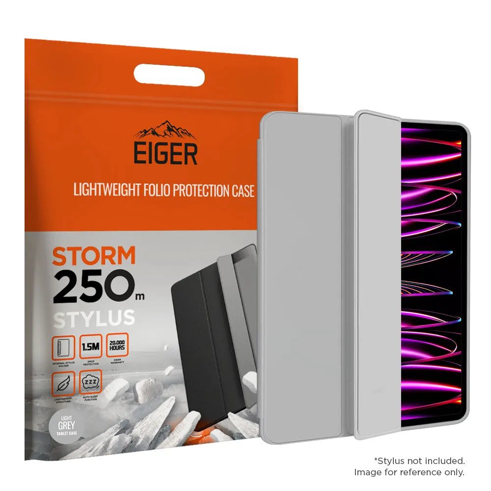 Eiger Storm 250m Stylus Case for Apple iPad Pro 12.9 (2021) / (2022) in Light Grey Tablet Armor Ultra Lite