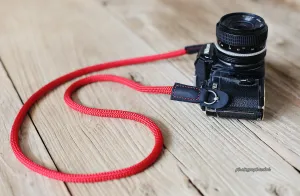 Handmad Camera Strap RED Climbing Rope Small &windmup.com Clip On Lanyard UV resistant