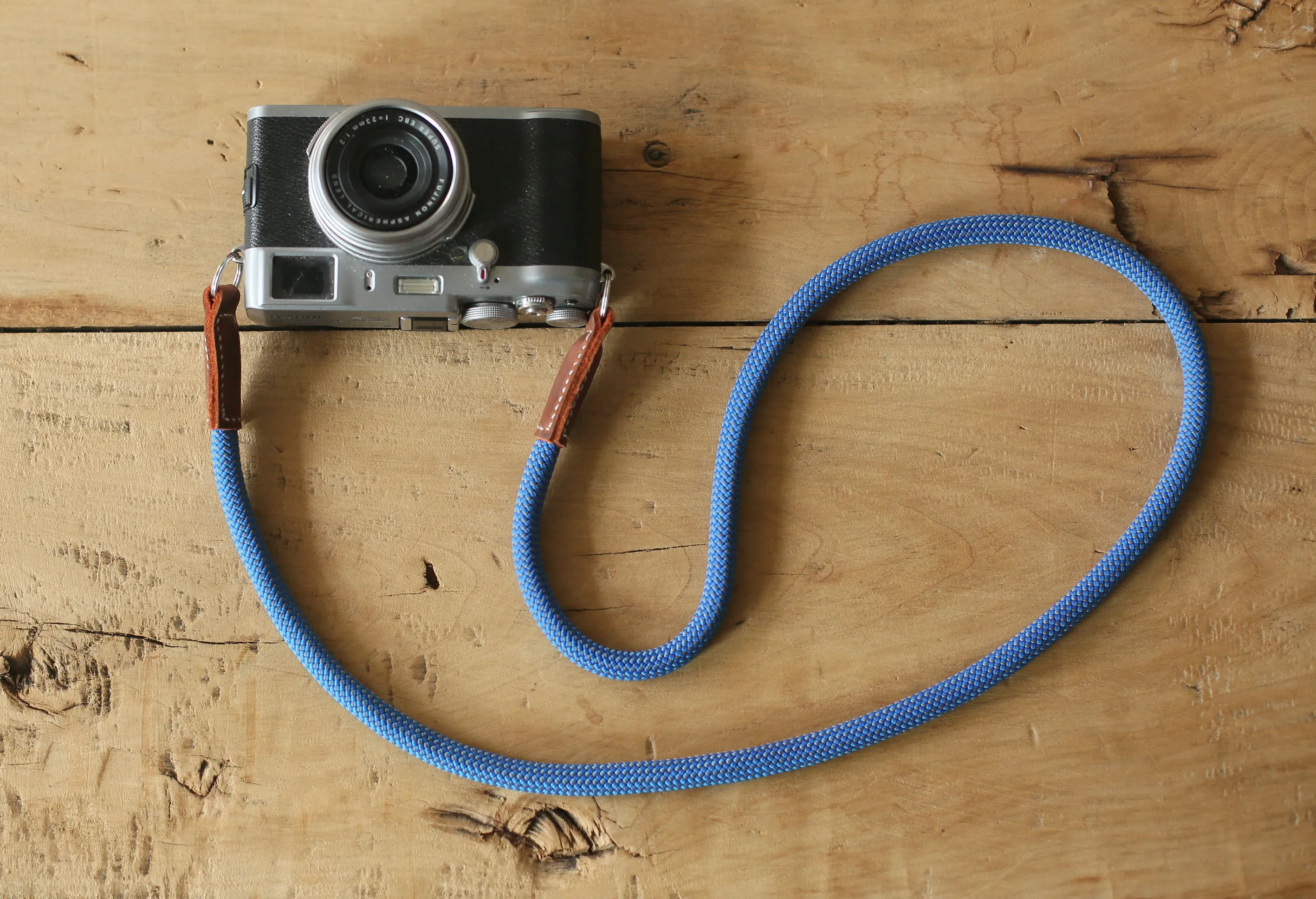 Fire resistant Urban Travel Camera neck strap handmade gray blue climbing rope | Windmup.com